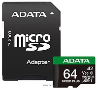 ADATA SPEED PLUS microSDXC 64GB UD64GUI3V30A2SP-RA1 (� ���������)